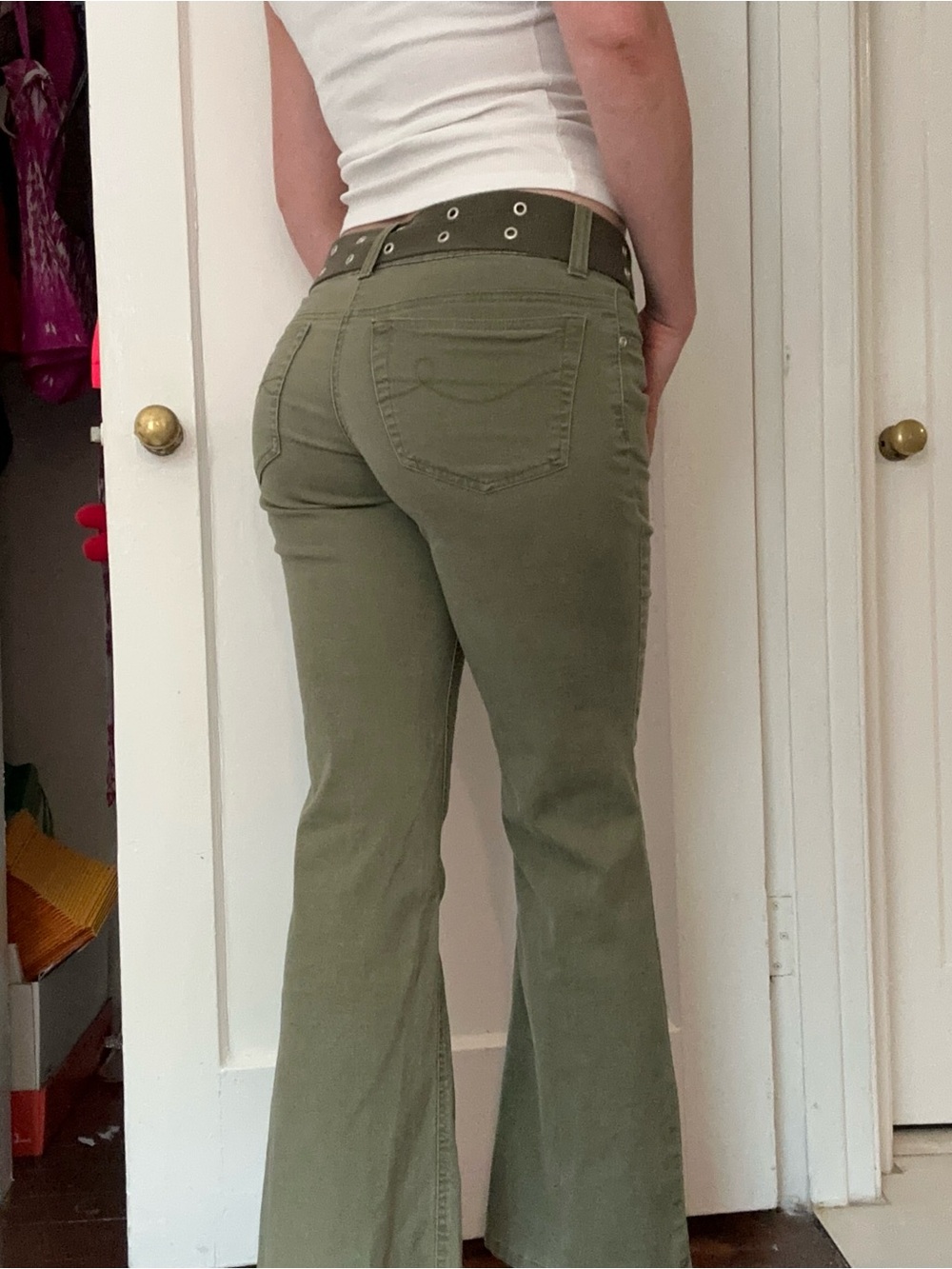 Y2K Olive Green Boot Cut Pants